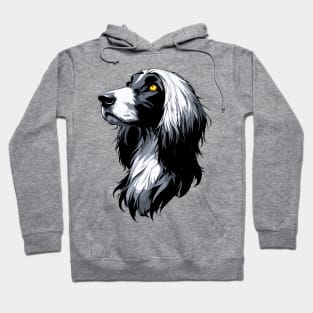 Stunning and Cool Afghan Hound Monochrome and Gold Portrait for Father's Day Hoodie